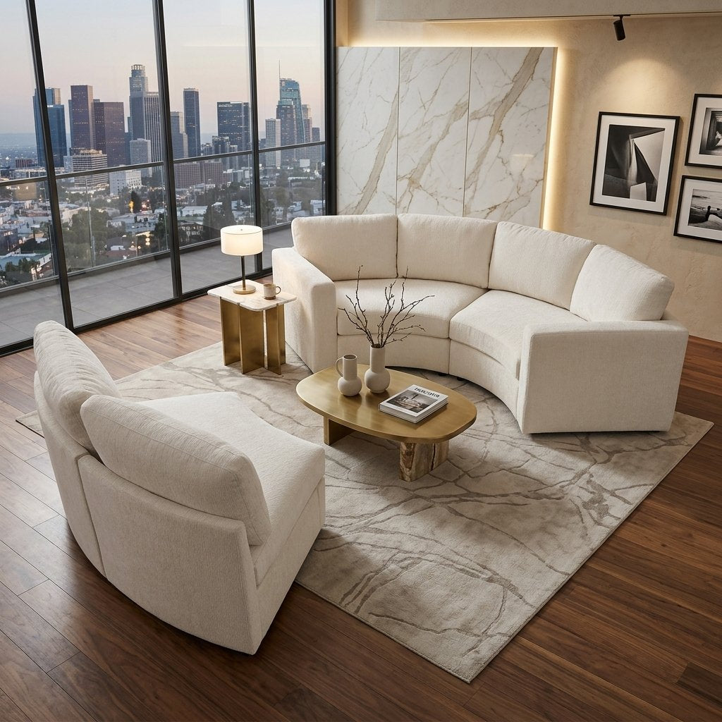 109.4'' Curved Modular Sectional Sofa, 3 Seat Semi Circular Chenille Couch with Deep Seating, Modern Round Sofa with Soft Upholstery, Contemporary Conversation Sofa for Living Room & Apartment
