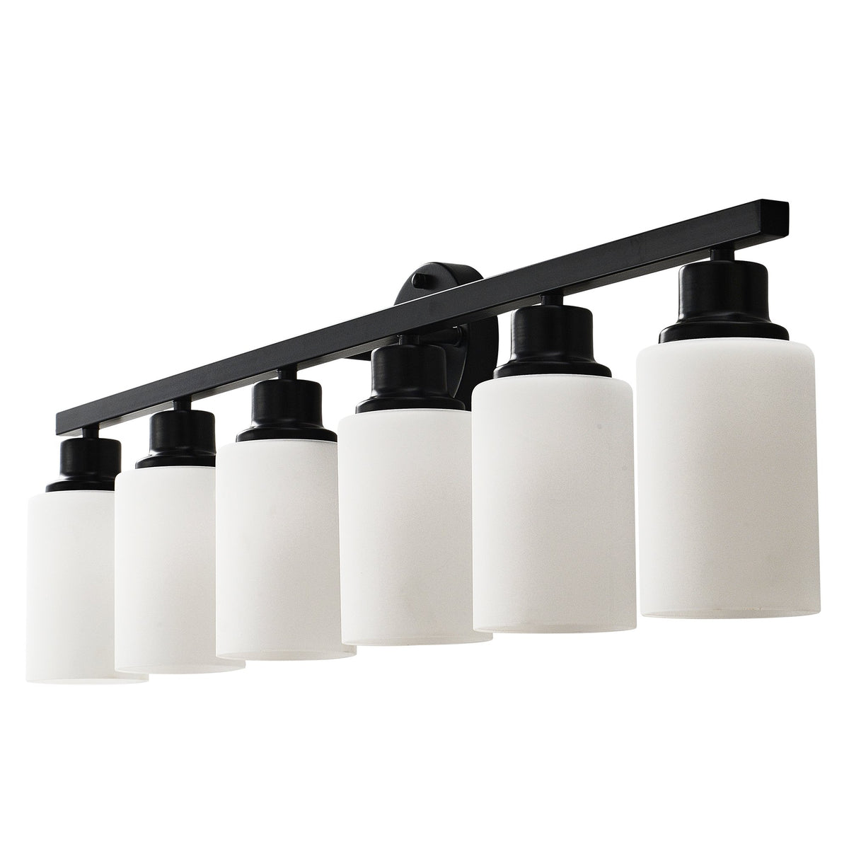 6-Light Matte Black Wall Lamps with White Glass Shades (No Bulbs) Sconce Lighting