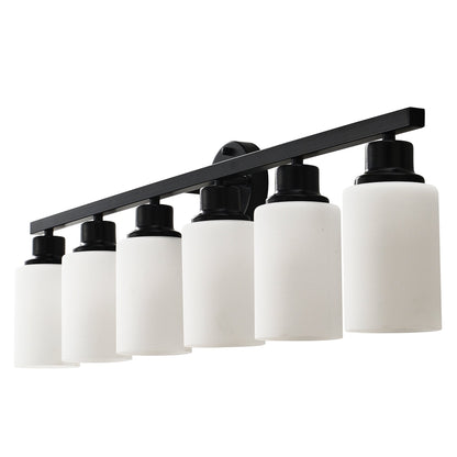 6-Light Matte Black Wall Lamps with White Glass Shades (No Bulbs) Sconce Lighting
