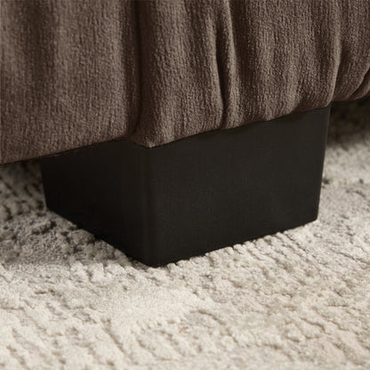 4 Seat Ruched Detailing Chenille Modular Sectional Sofa,Movable Ottoman,High-Density Foam,L Shape Thickened  Back Cushions,Easy Assembly,For Living Room,Bedroom,Brown