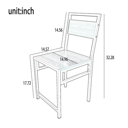5 Piece Industrial Dining Table Set with 2 Dining Chairs & 1 Storage Bench, Rectangular Wood Grain Kitchen Table with Built-in Wine Rack, Metal Frame Space Saving Dinner Furniture for Small Apartment