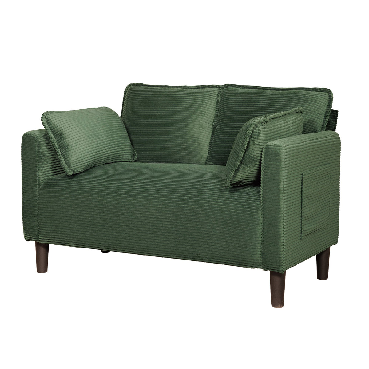 48" Soft Corduroy Loveseat Couch W/Soft Cushions,Side Storage Pocket,Sturdy Composite Board & Solid Wood Frame, High Rebound Sponge,Easy Assembly,Ideal for Living Room,Apartment,Dorm,Office.
