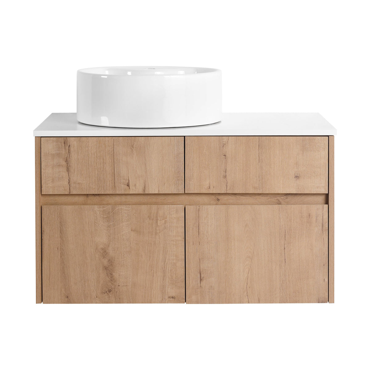 32(31-1/2") Inch Wall-Mounted Bathroom Vanity with Ceramic Art Sink and Countertop Flat Plate, 2-Soft Close Doors and 1-Drawer, KD-Packing, Plywood - BAB3098MOWH