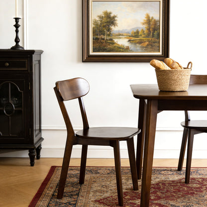 100% Natural Solid Wood Dining Chairs Set of 2, Mid Century Modern Dining Chairs with Curved Backrest