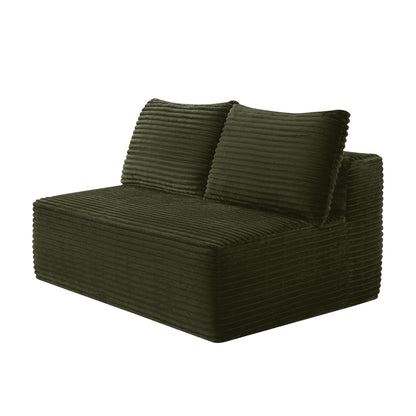 58-inch 2 seat median longue with plush Beige velvet, cup holder, flexible matching, mainly for living room use. (Plush Fabric)Green