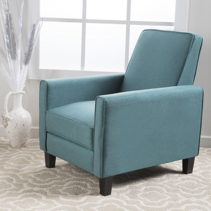 27.5" Push Back Recliner Chair Upholstered Recliner Armchair with Solid Rubber Wood Legs for Living Room and Bedroom(Old SKU:52422.00FDTE), DARK TEAL