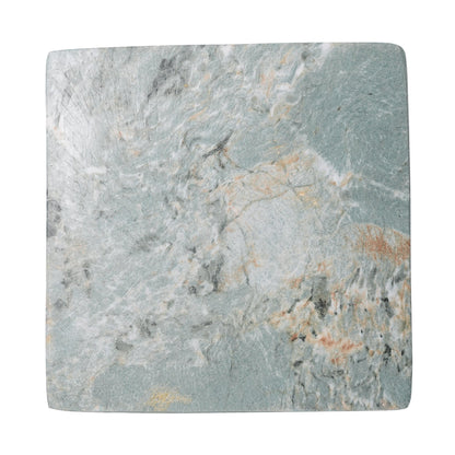 18.5"H Modern Geometric MGO Side Table, Hourglass Accent Table with Faux Marble Finish - Weather Resistant End Table for Indoor and Outdoor Use, Living Room, Bedroom & Patio, Green Marble