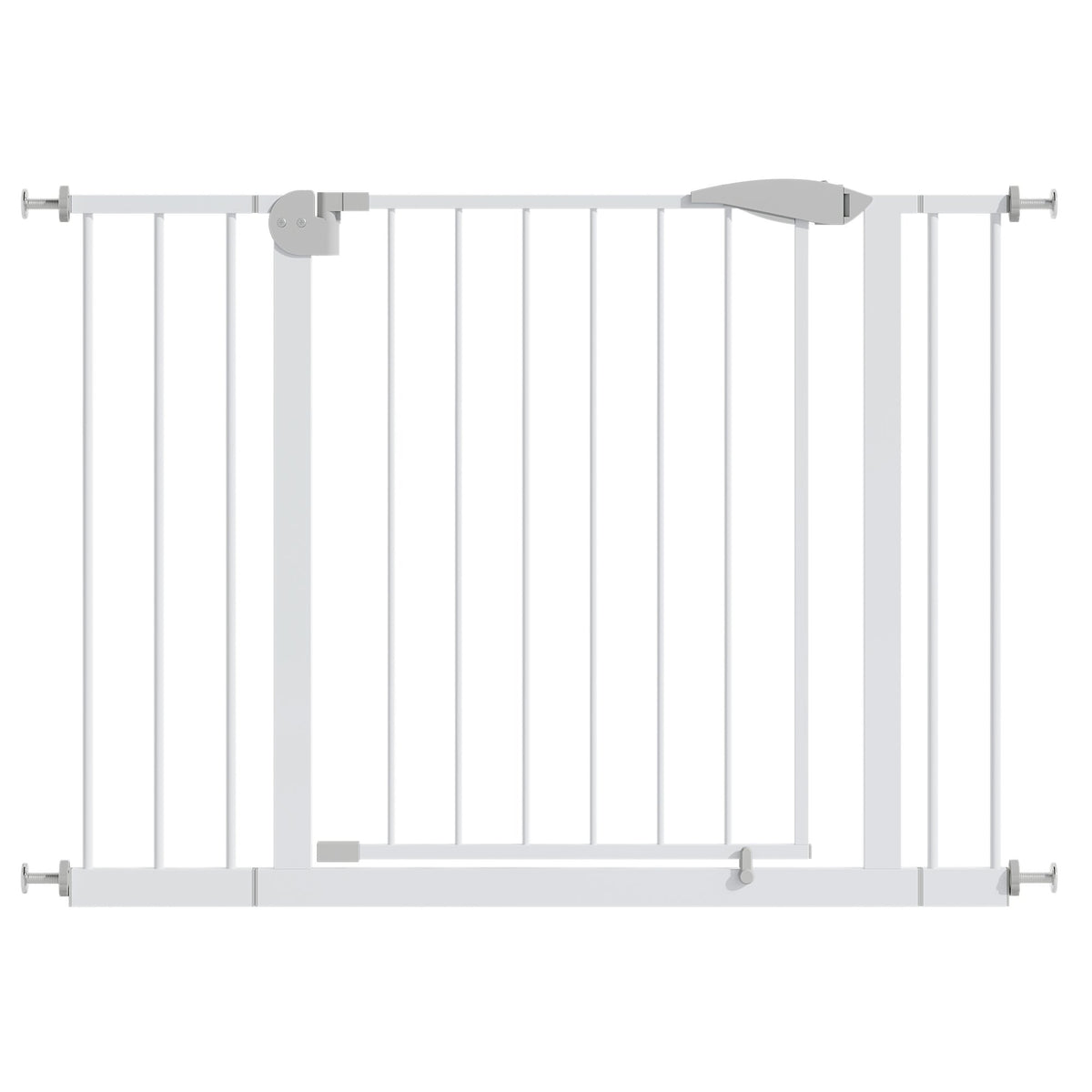 29.5-44.1" Wide Baby Gate for Stairs, Dog Gate Indoor for Doorways, No Drilling Pressure Mounted Pet Gates for Kids, Easy Walk Through Safety Gate, White