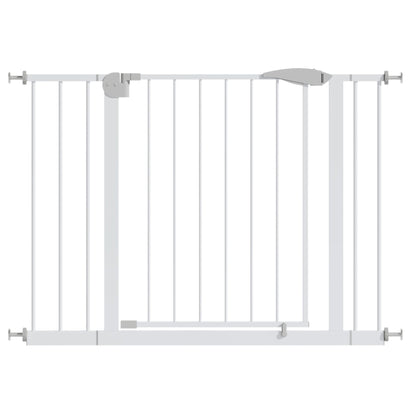 29.5-44.1" Wide Baby Gate for Stairs, Dog Gate Indoor for Doorways, No Drilling Pressure Mounted Pet Gates for Kids, Easy Walk Through Safety Gate, White