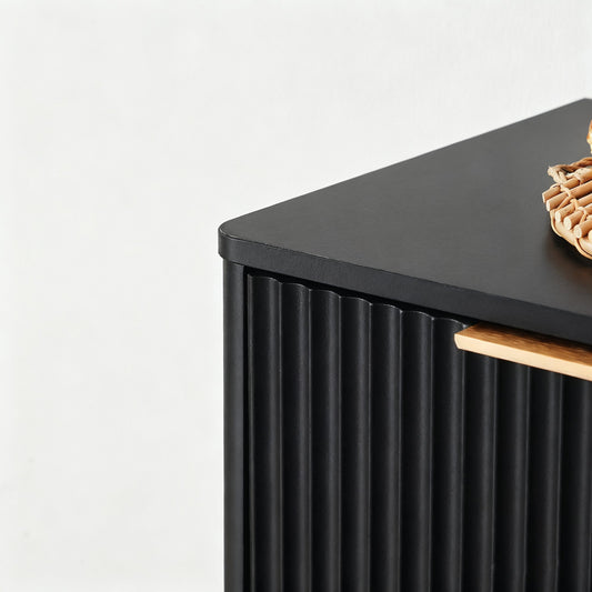 67-inch modern wavy sideboard, curved contour design storage cabinet, 6-door cabinet with storage function, Black