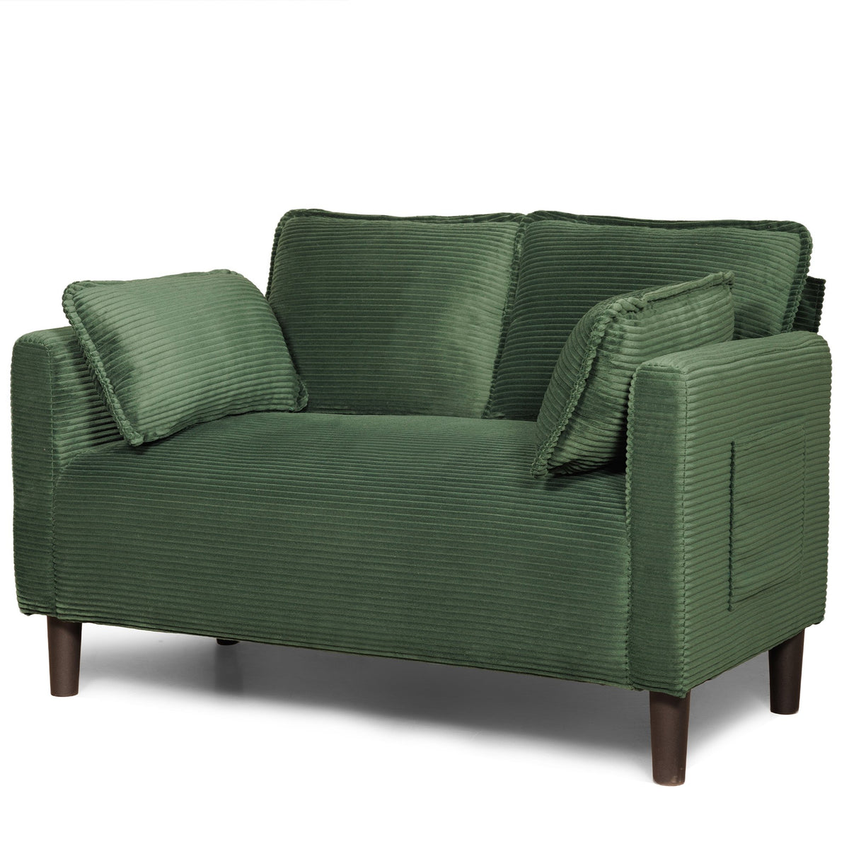 48" Soft Corduroy Loveseat Couch W/Soft Cushions,Side Storage Pocket,Sturdy Composite Board & Solid Wood Frame, High Rebound Sponge,Easy Assembly,Ideal for Living Room,Apartment,Dorm,Office.