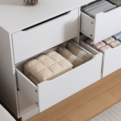 9 Drawer Dresser for Bedroom with Deep Drawers, Large Floor Wood Dressers & Chest of Drawers , Modern White Long Dressers for Closet Living Room