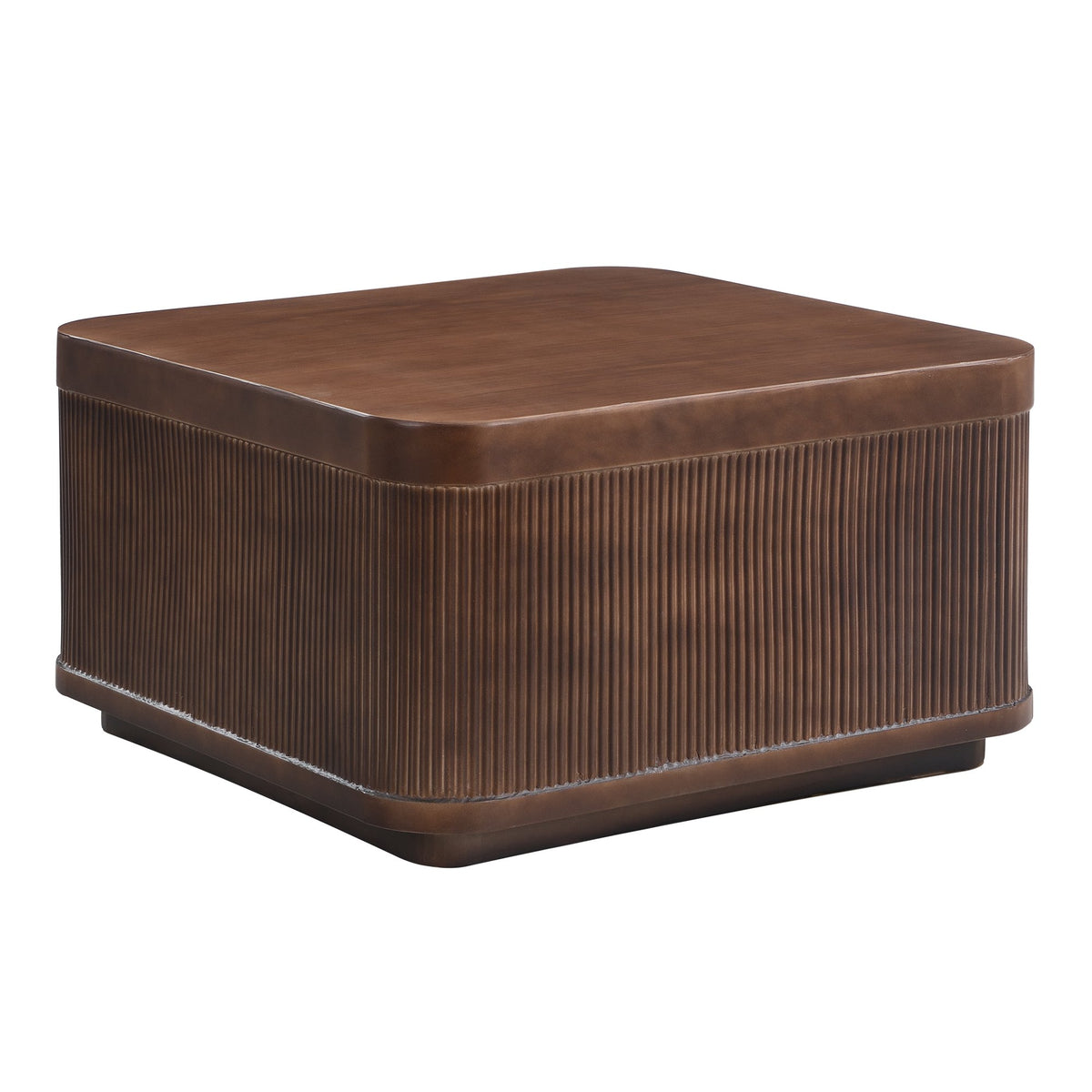 32"Modern Square Outdoor and Indoor Striped Waterproof Coffee Table, Durable MgO Cement Design, Suitable for Terraces, Gardens, Backyards and Living Rooms(Brown)