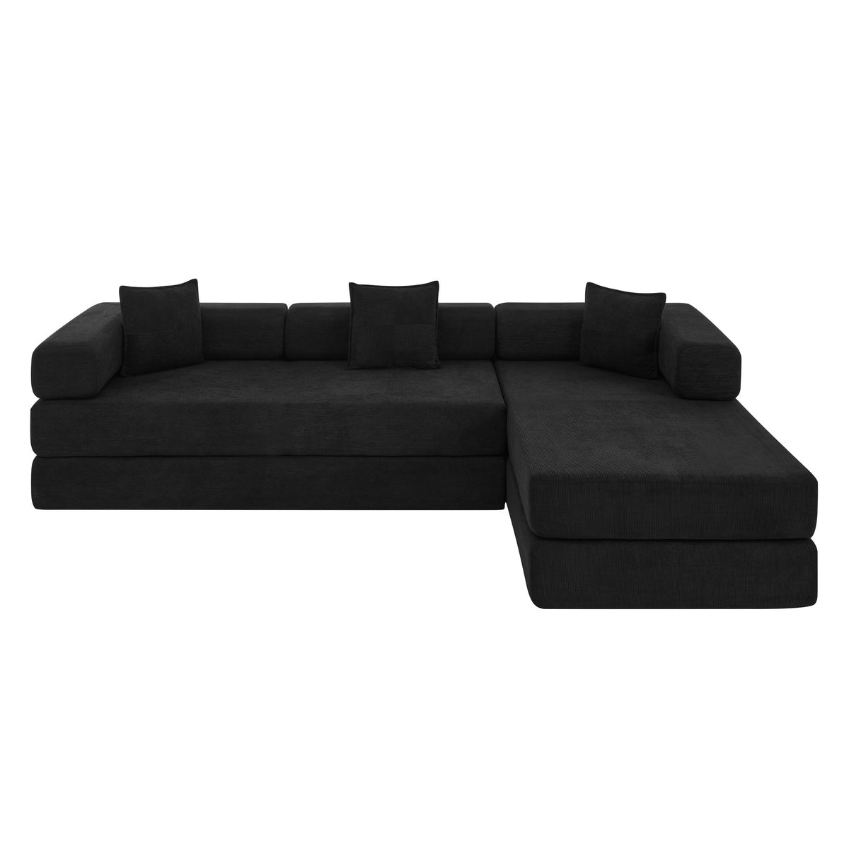 108'' Modular Sectional Sofa with L-Shape Chaise, Boneless Cloud Couch with Deep Seat, Sponge Compression Sofas No Assembly Required, Modern Sofa Fold-Out Sofa Bed,With Removable Backrest