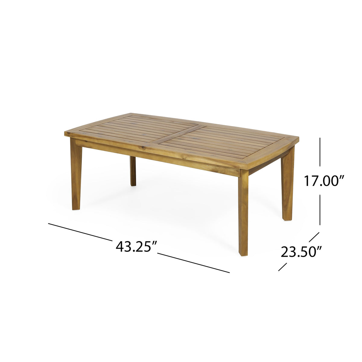 2 - Person Outdoor Acacia Wood Patio Seating Group with Cushions and Coffee Table for Porch, Garden, Backyard, Balcony, Teak Finish, White