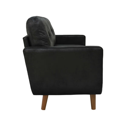 65-inch t Two-Seater Sofa in with Breathable Foil Fabric and Solid Wood Legs – Black