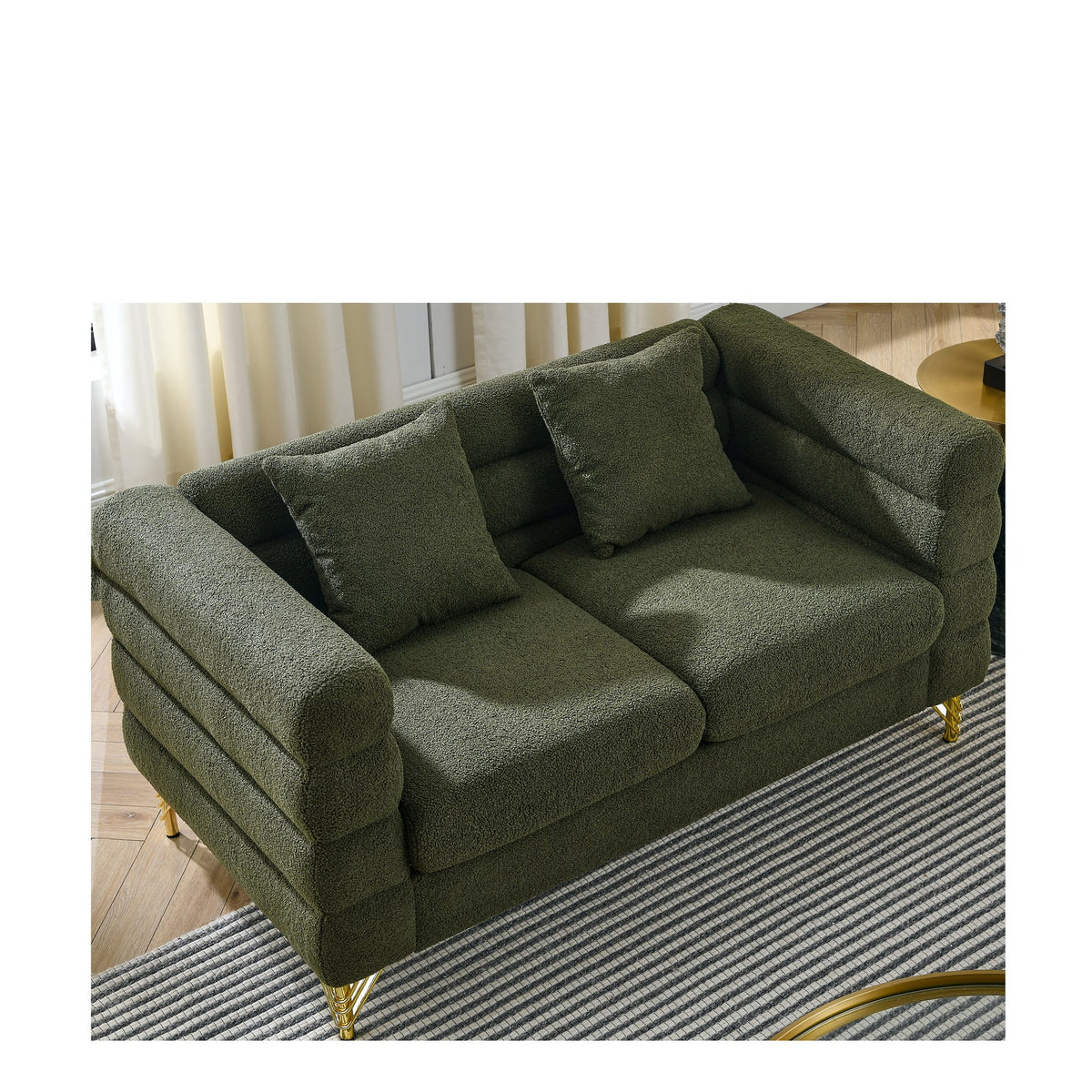 60Inch Oversized 2 Seater Sectional Sofa, Living Room Comfort Fabric Sectional Sofa-Deep Seating Sectional Sofa