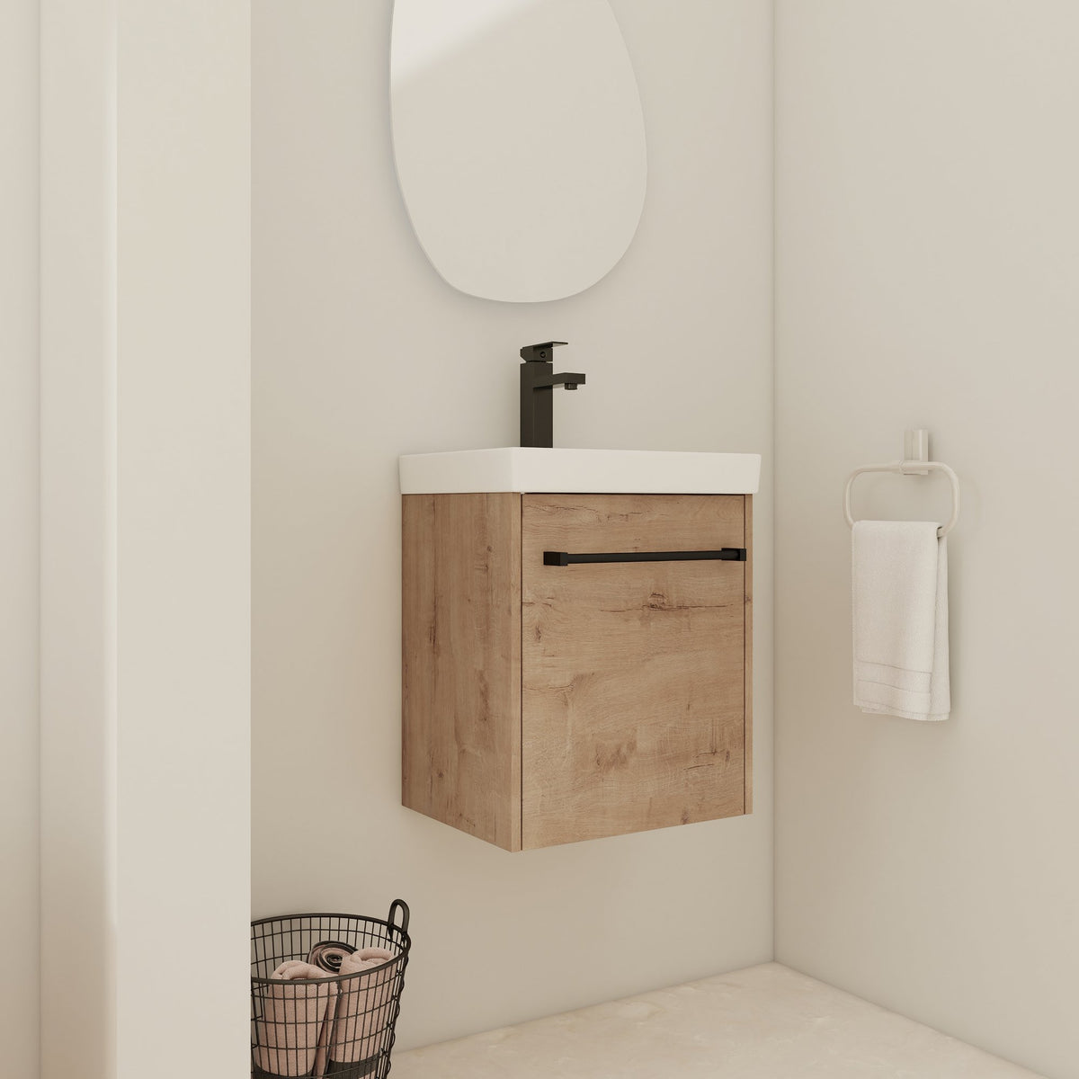 18'' Floating Wall-Mounted Bathroom Vanity with Ceramic Sink & Soft-Close Cabinet Door, For Small Bathroom