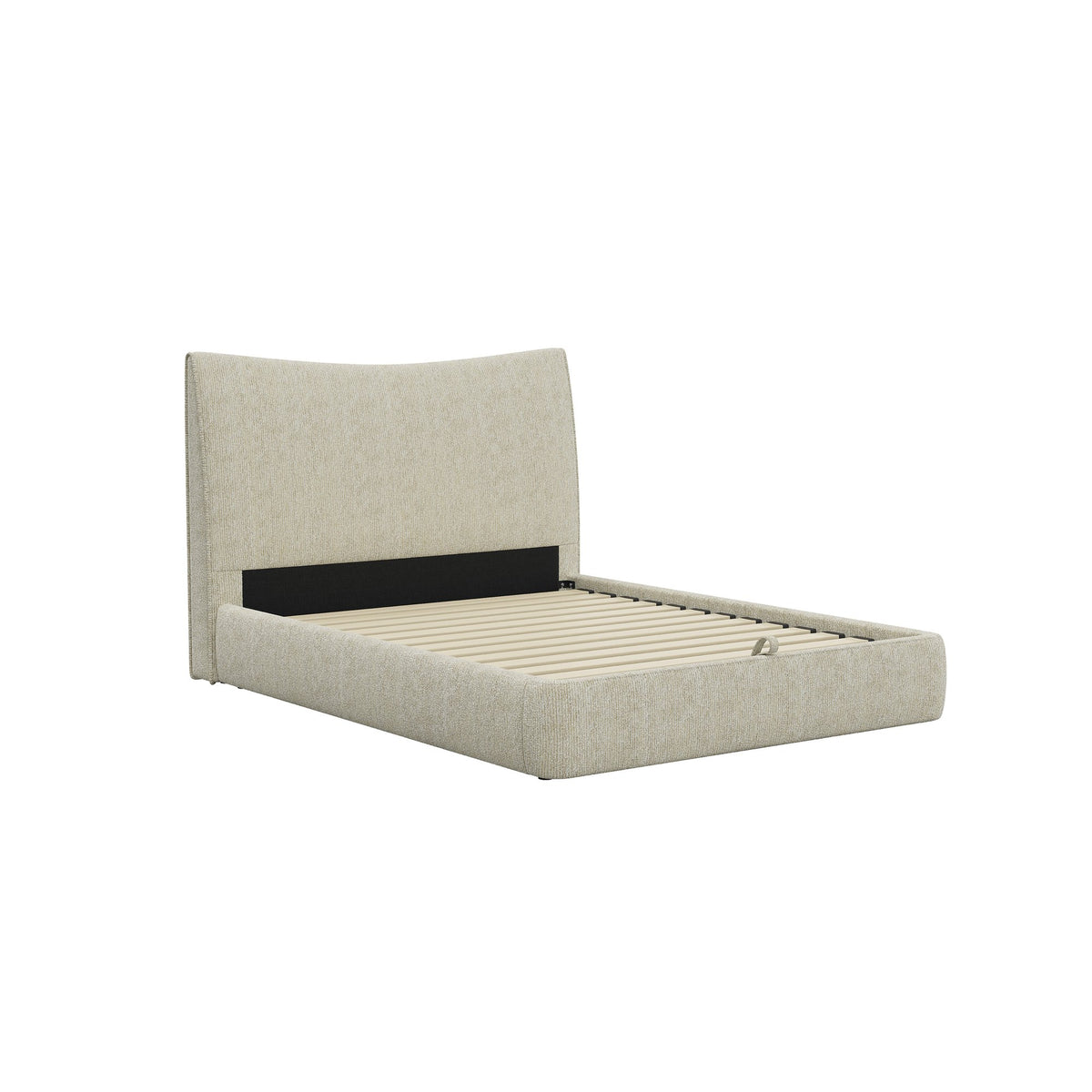 Angulo Beige Chenille Queen Bed w/Storage