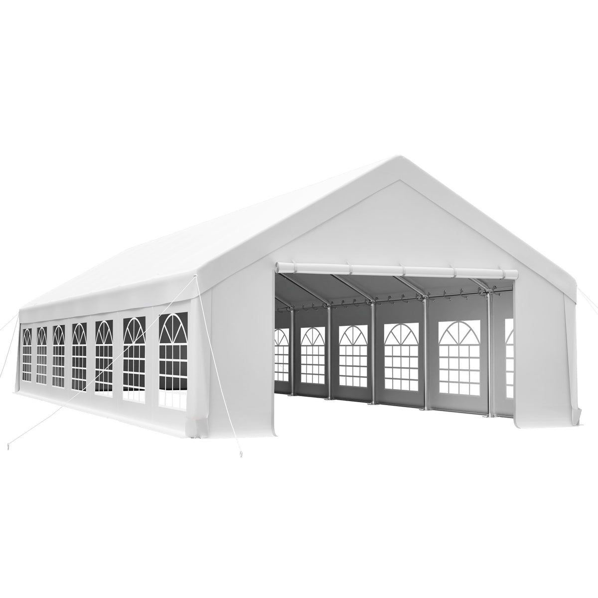 20x50 FT Heavy Duty Carport, Outdoor Garage Canopy with Reinforced Steel Frame & Waterproof Tarp, Double Doors & Transparent PVC Windows – For Car, SUV, Truck, Boat, Party, Market, Wedding