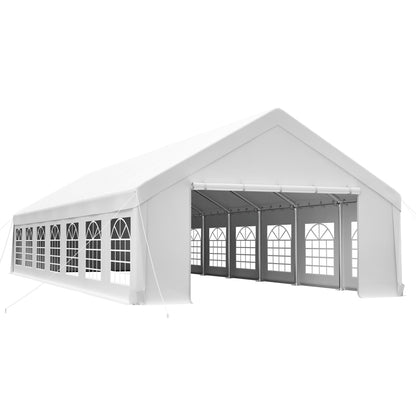 20x50 FT Heavy Duty Carport, Outdoor Garage Canopy with Reinforced Steel Frame & Waterproof Tarp, Double Doors & Transparent PVC Windows – For Car, SUV, Truck, Boat, Party, Market, Wedding