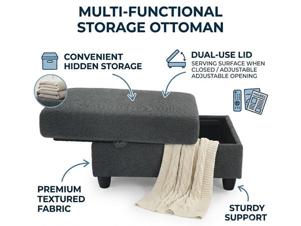 Accent Chair and Storage Ottoman Set, Versatile Single Chaise Lounge Convertible Sleeper Bed W/Reclining Backrest,Cupholders,USB-C Ports