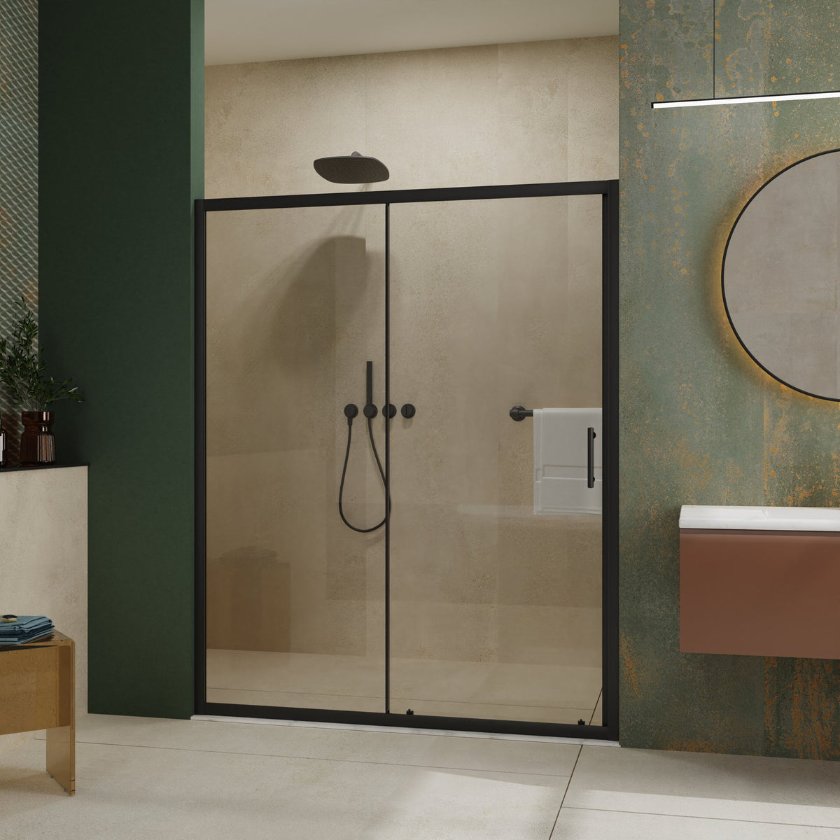 60.in W x 72.in H Single Sliding Shower Door, 1/5 inch Thick Clear Tempered Glass Shower Door with Stainless Steel Handle, Black