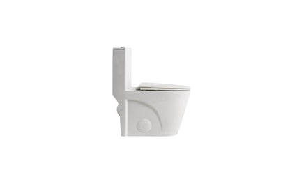 1.1/1.6 GPF Siphonic Flush One-Piece Toilet for bathrooms,Siphonic S-trap 12",Elongated Bowl with Soft Close Seat,Powerful Dual Flush MAP 1000g,Comfort Chair Seat ADA Height 17",Glossy White GW-001