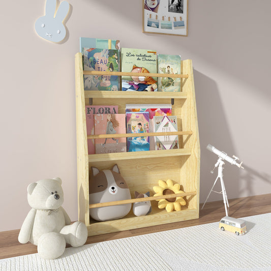 3 Tier Kids Book Shelf, Kids Book Rack, Helps Keep Bedrooms, Playrooms, and Classrooms Organized, Natural