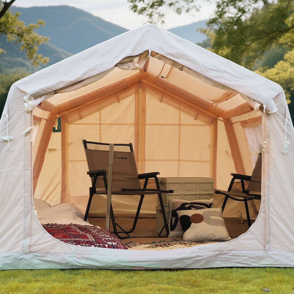 8 m ²  Inflatable Tents for Camping, Blow Up Tent with Hand Pump, Easy Setup InflatableTent 4 Season Tent, Waterproof Oxford Air Glamping Tents for Camping Adult 4/6/8 Person