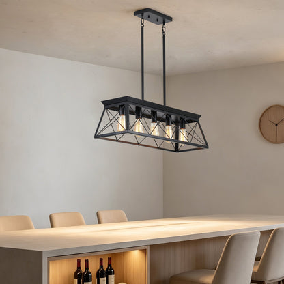 5-Light Farmhouse Chandeliers for Dining Room, Rustic Kitchen Island Lighting Pendant Light for Kitchen Dining Room Black(No Bulbs)