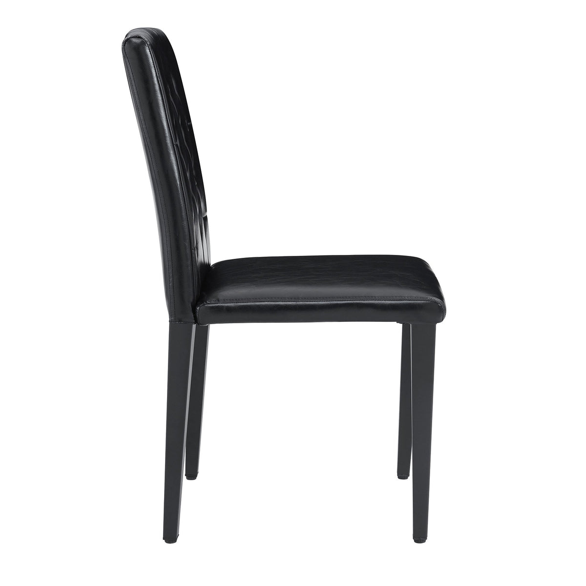 4-pack black PU dining chairs: ergonomic buckle backrest, 35 inches high, black metal legs