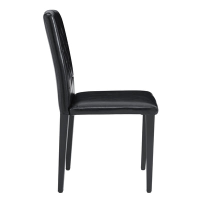 4-pack black PU dining chairs: ergonomic buckle backrest, 35 inches high, black metal legs