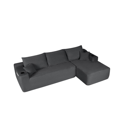 108" Cloud Sectional Sofa with L-Shape Chaise and Side Pockets, Modern Modular Design, Deep Seating, Upholstered Couch