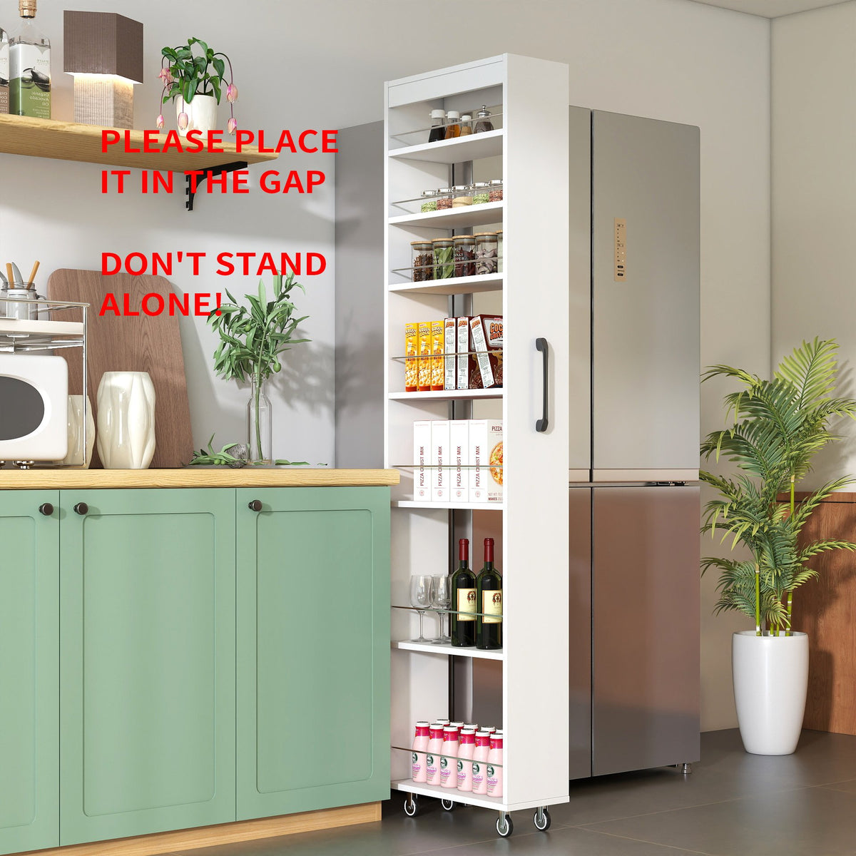 7 Tier multi-functional pull-out multi-tier storage Single-sided open shelf – White