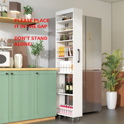 7 Tier multi-functional pull-out multi-tier storage Single-sided open shelf – White