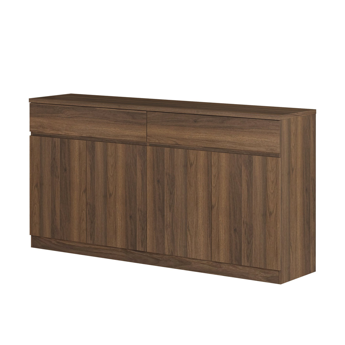 63.1" Sideboard Buffet Cabinet with Storage,Large Kitchen Storage Cabinet with 2 Drawers and 4 Doors, Wood Coffee Bar Buffet Table for Kitchen Dining Room, Walnut