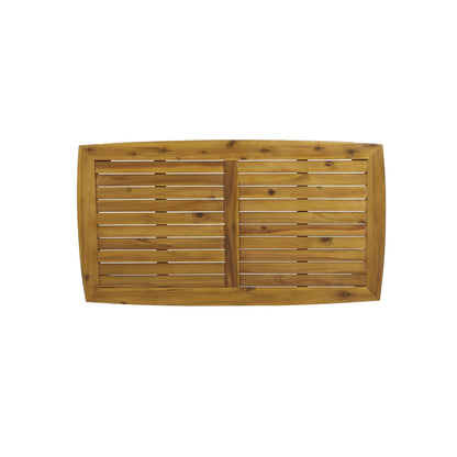 2 - Person Outdoor Acacia Wood Patio Seating Group with Cushions and Coffee Table for Porch, Garden, Backyard, Balcony, Teak Finish, White