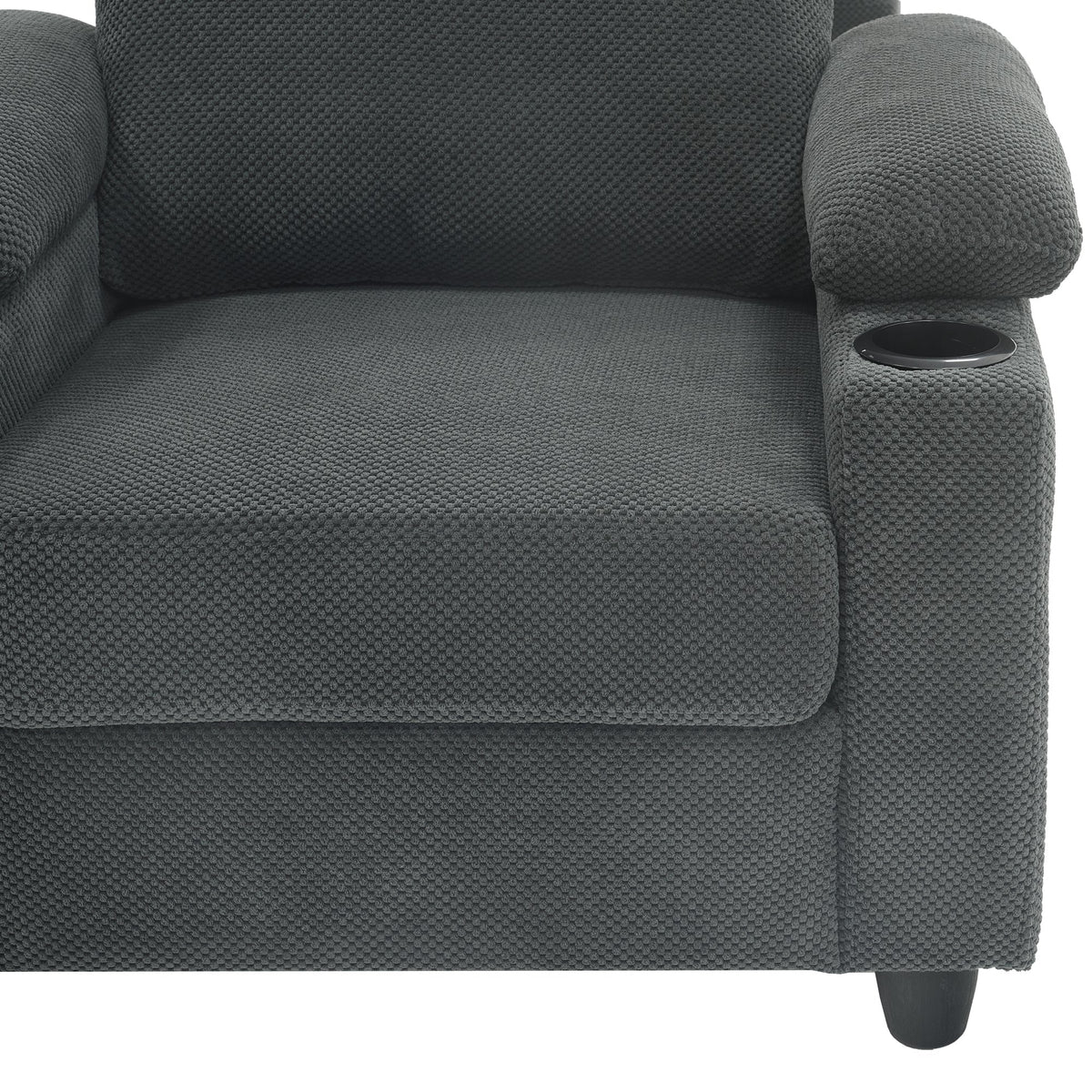 Accent Chair and Storage Ottoman Set, Versatile Single Chaise Lounge Convertible Sleeper Bed W/Reclining Backrest,Cupholders,USB-C Ports