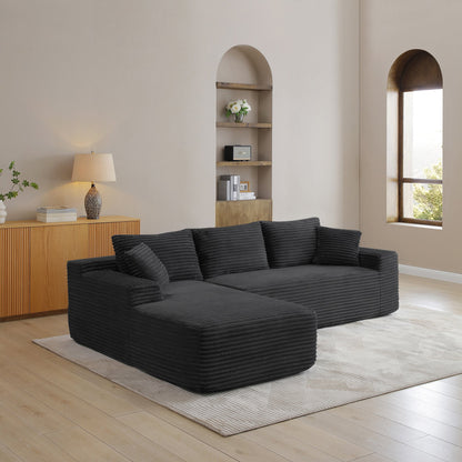 105'' Modular Sectional Sofa, Cloud Sectional Couch with Deep Seat, Modern Modular L-Shape Sofa Couch with Chaise, Upholstered Couches - Black