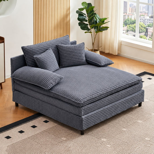 55" W Reclining Chaise Lounge Chair Indoor with 4-Gear Adjustable Backrest, Oversized Deep Seat Recliner with Comfy Pillows, Single Sleeper Sofa Bed, Cloud Couches for Living Room