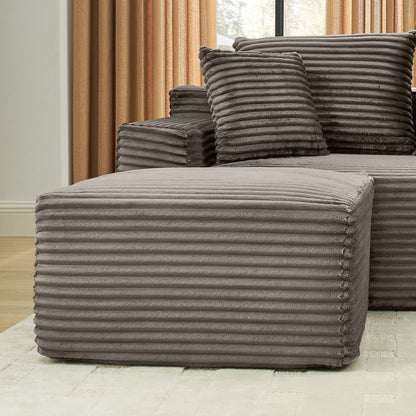 115" Comfy U-Shaped Sectional Modern Boneless Corduroy Couch with Chaise ‌and Ottoman‌ - No Assembly Required! Deep-Seat, Upholstered Modular Cloud Sofa for Living Room, Plush Corduroy Fabric(Brown)