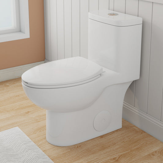 1.1/1.6 GPF Tornado Flush One-Piece Toilet with Comfort Chair Seat ADA Height 17", Powerful & Quiet Dual Flush Modern Toilet