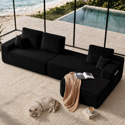 104" Cloud Sectional Sofa with U-Shape Chaise and Side Pockets, Modern Modular Design, Deep Seating, Upholstered Couch – Model W3975S00036
