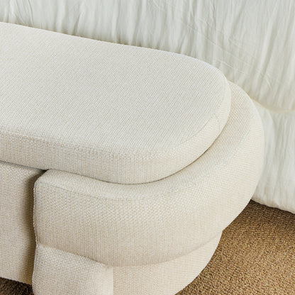 48.8" Ottoman with Storage,Storage Bench,Upholstered Entryway Bench with Seating, End of Bed Ottomans for Living Room, Bedroom, Modern Entryway Benchs,Beige