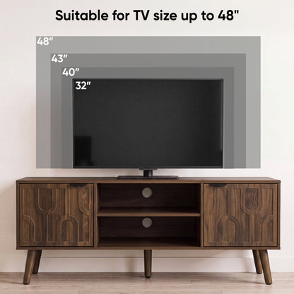 47.2-inch walnut TV stand, mid-century modern style TV stand for 32/45 inch TV, entertainment center with storage  with paper clip design, media console for living room and bedroom.