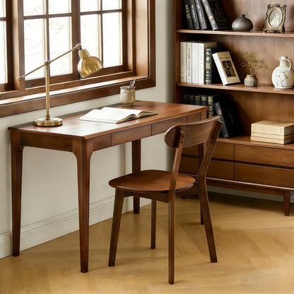 100% Natural Solid Wood Dining Chairs Set of 2, Mid Century Modern Dining Chairs with Curved Backrest