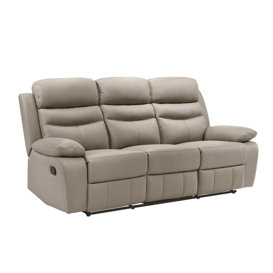 3-Seater Reclining Sofa Latte Leather Upholstered Plush Comfort Cushioning Modern Living Room Furniture 1pc