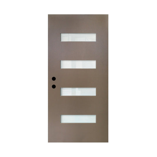 36 x 80 Fiberglass Entry Door Slab, Frosted Glass, Light grayish brown Finish Mahogany Grain Knock-Down Fiberglass Door Slab- Contemporary Style for Home's Front Entrance, Right Hand Inswing