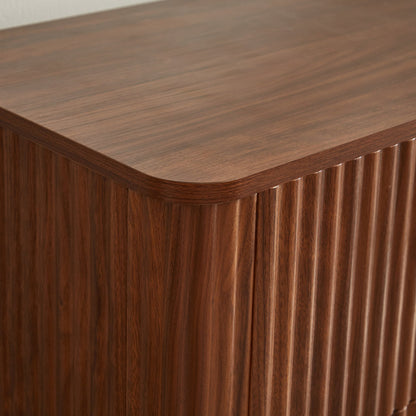 3 Drawers Nightstand Set of 2, 23.6'' Wide Modern Chest of Drawers Curved wave Design, Wood Drawer Organizer, Walnut